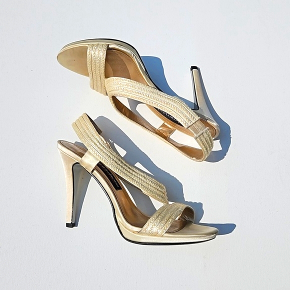 Matte Sparkly Gold Summer Heels - Picture 3 of 5